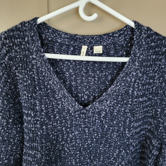 Anthropologie Moth Navy Zipped Stitch Wool/Alpaca Blend Pullover Knit Sweater - Picture 3 of 16